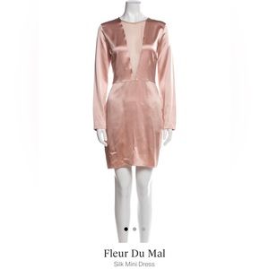 FLEUR DU MAL SATIN LONG SLEEVE DRESS WITH MESH SIZE S
